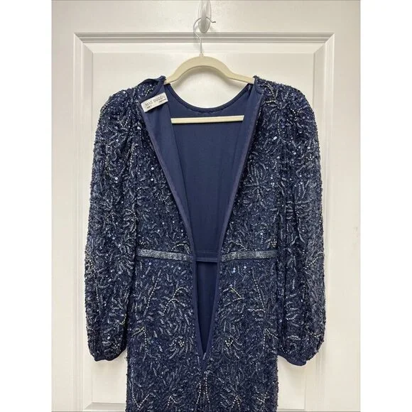 Mac Duggal | Dresses | New Mac Duggal Size 2 Navy Blue 9392 Beaded Long Sleeve Formal Gown Dress 798 | Poshmark New Mac Duggal... 